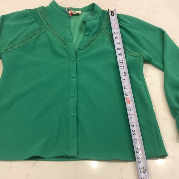 Sezane Fride Blouse Emerald Green Vert Flash French Girl Top Lightweight Size 2 - Picture 11 of 13